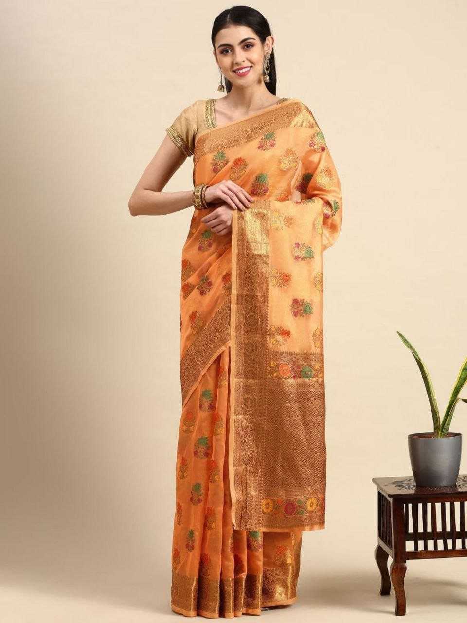 YNF ORGANZA SILK PVC MULTIPLE WHOLESALE SAREES MANUFACTURER